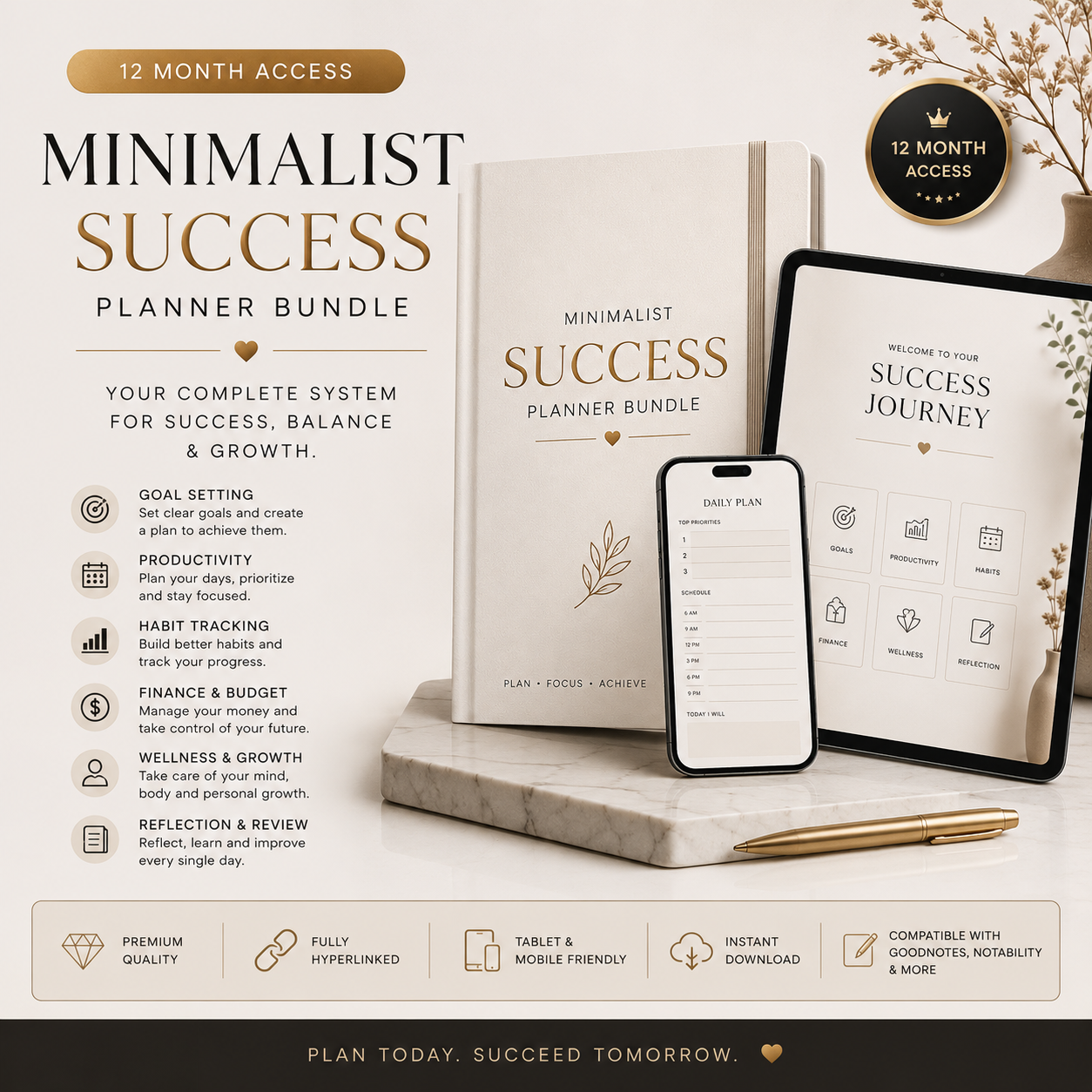 Minimalist Success Planner Bundle – 12 Month Access